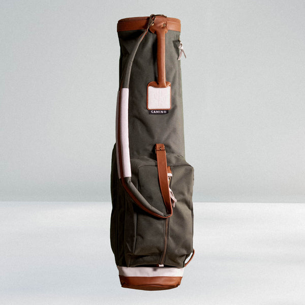 Leather Golf Bag 9 Club Retro Golf Bag With Two Pockets / 